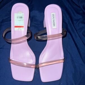 Steve Madden Lavender Heeled Sandals with Clear Lavender Straps Sz 10